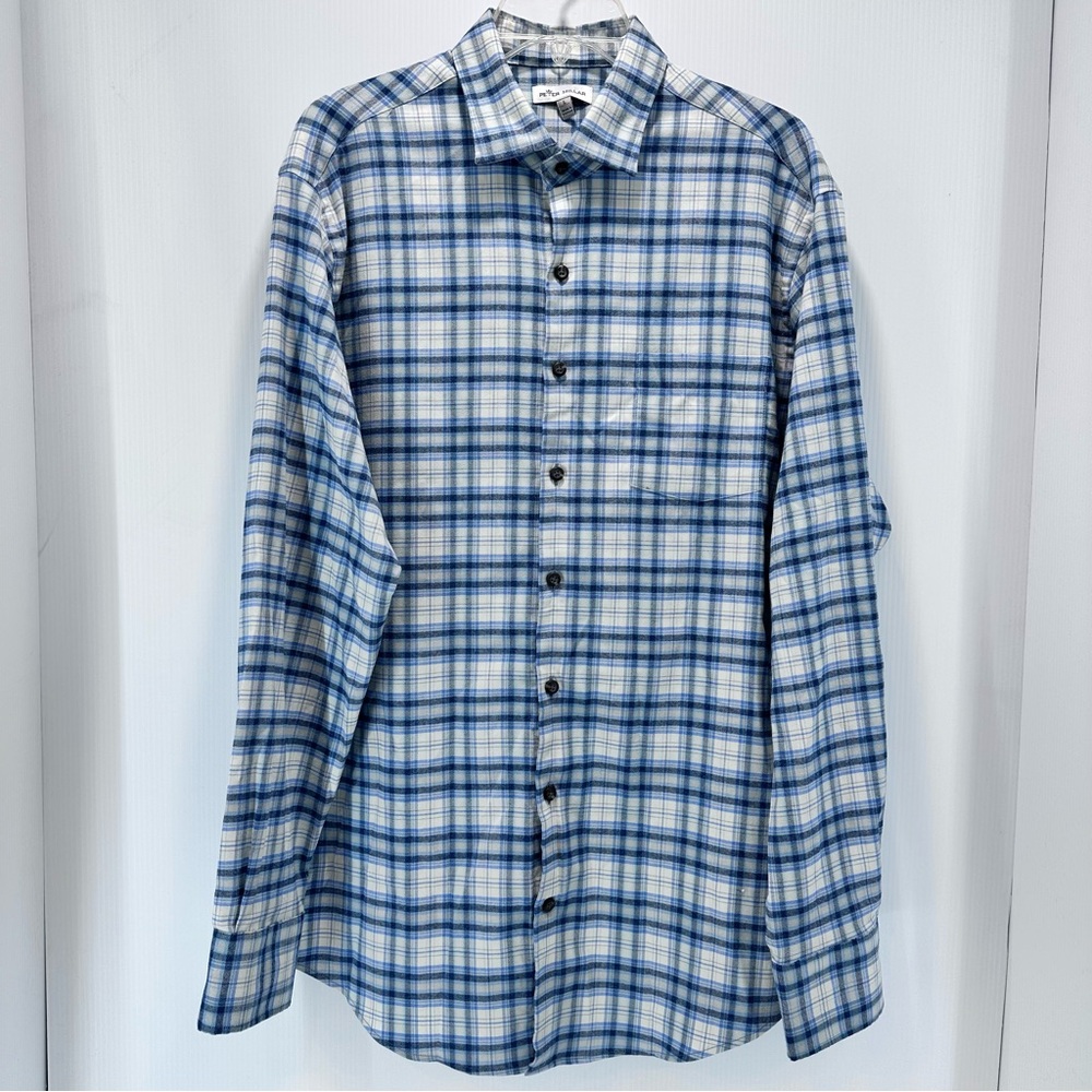 Peter Millar Plaid Long Sleeve Lightweight‎ Flannel Button Down Men's Size L